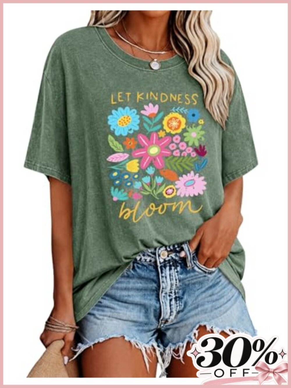 Oversized Graphic Tee Cotton Short Sleeve Crew Neck Boho Floral Summer Casual
